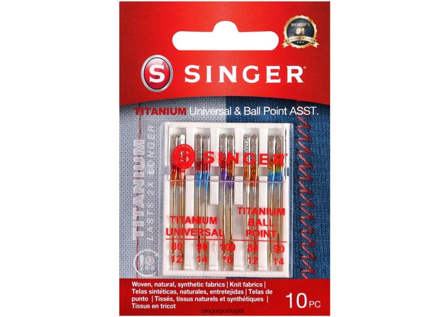 agulhas universais de titânio e de ponta esférica, tamanhos variados DB262X87 SINGER acessórios - Image 1