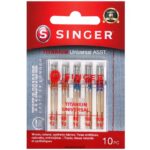 agulhas universais de titânio tamanhos variados DB262X86 SINGER acessórios