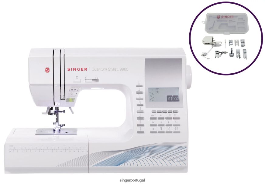 costurar espaçoso conjunto de máquina de costura quantum stylist 9960 e kit de calcador DB262X2 SINGER máquinas - Image 1